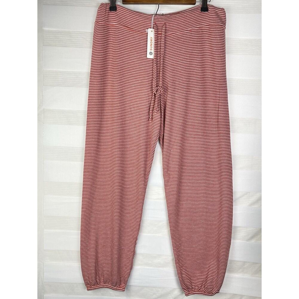 NWT - SUNDRY Women's 'STRIPED' Rust/White SWEATPANTS - 4 (US XL)